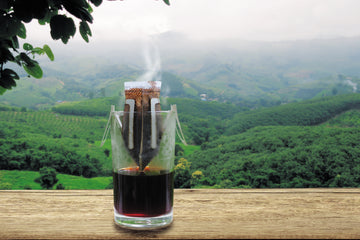 Picture of a coffee filter bag brewing speciality coffee