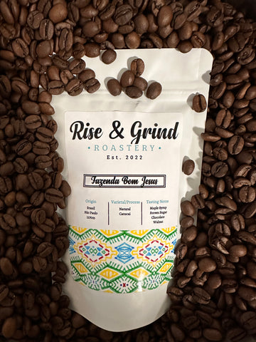 250g of freshly roasted speciality coffee by Rise & Grind Roastery from Brazil. Roasted for espresso and strong coffee