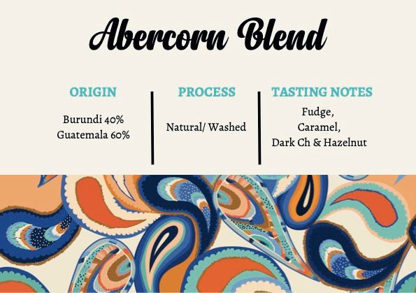 Abercorn Blend - A blend of Burundi & Guatemalan Coffee. - Rise & Grind Roastery - 250g - Whole Bean - 