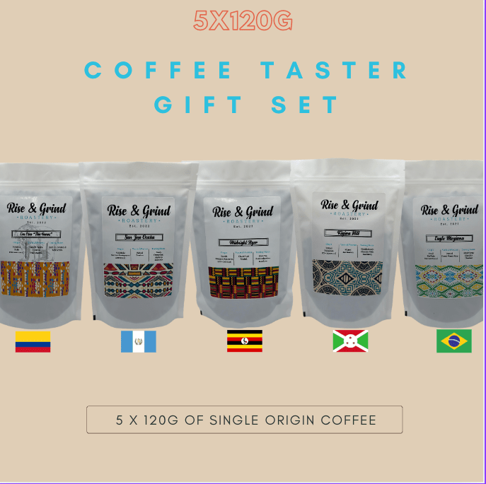 Coffee Gift Taster Box - 5x 120g Single Origin Coffee - Rise & Grind Roastery - Whole Bean - 
