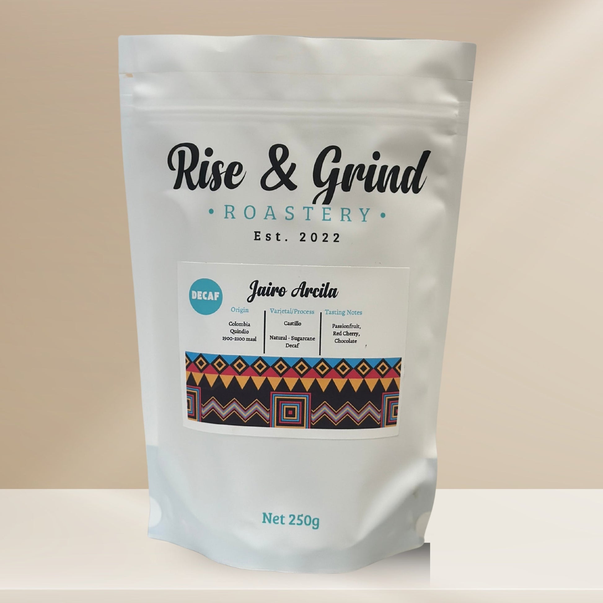 Jairo Arcila – EA Sugarcane Decaf - Rise & Grind Roastery - 250g - Wholebean - 