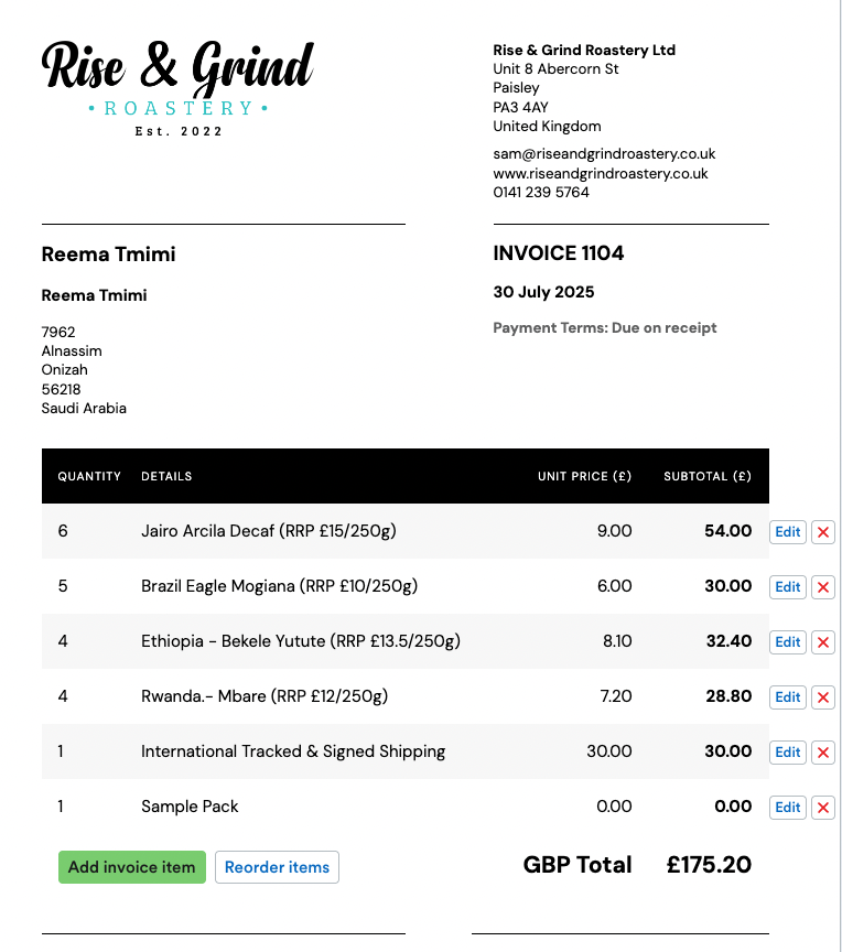 Wholesale - Reema - Rise & Grind Roastery - 